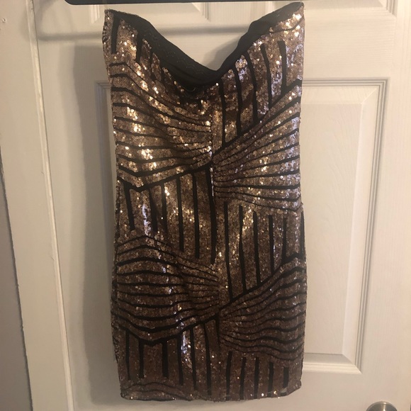 Rose Gold Sequin Party Dress - Picture 3 of 7
